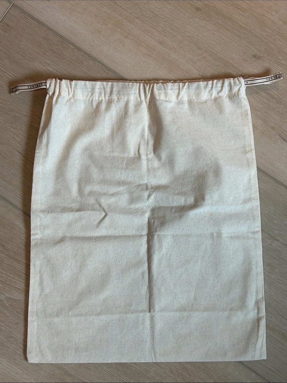 Set of 2 New Tory Burch Cream Canvas Dust Bag - 12”x15 and 14”x18